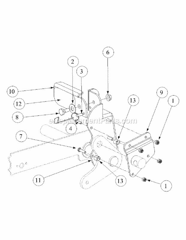 Foot Pedal Deck Lift Assembly Diagram and Parts List for M60-KH 53AB5BDX750-27-HP Cub Cadet Lawn Tractor